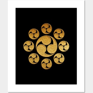 Gold Kuyo Tomoe Kamon Posters and Art